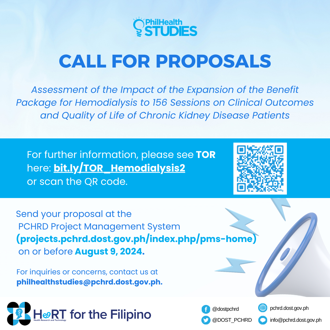 Call for Proposals: Assessment of the Impact of the Expansion of the Benefit Package for Hemodialysis to 156 Sessions on Clinical Outcomes and Quality of Life of Chronic Kidney Disease Patients Project