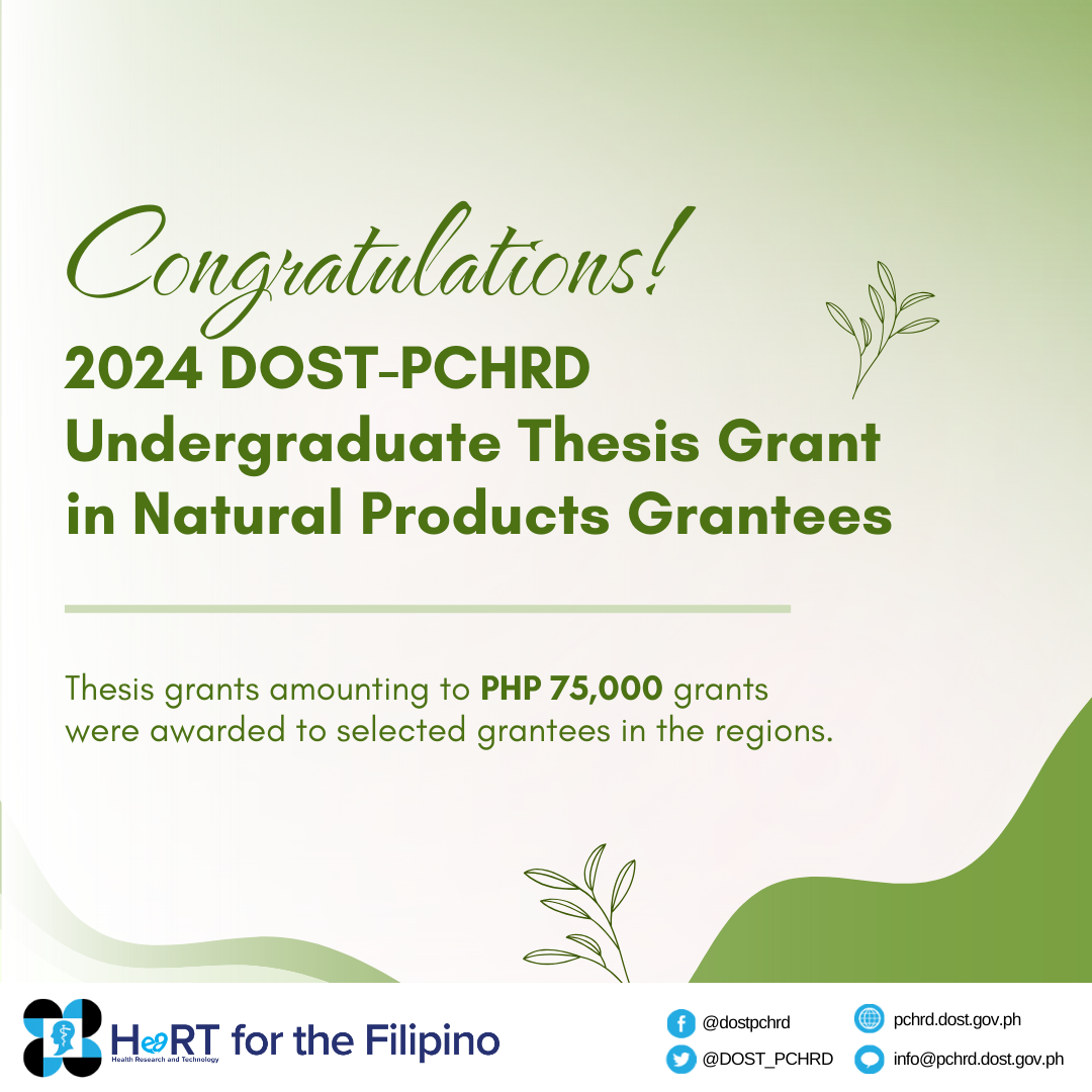 2024 DOST-PCHRD Undergraduate Thesis Grant in Natural Products Grantees